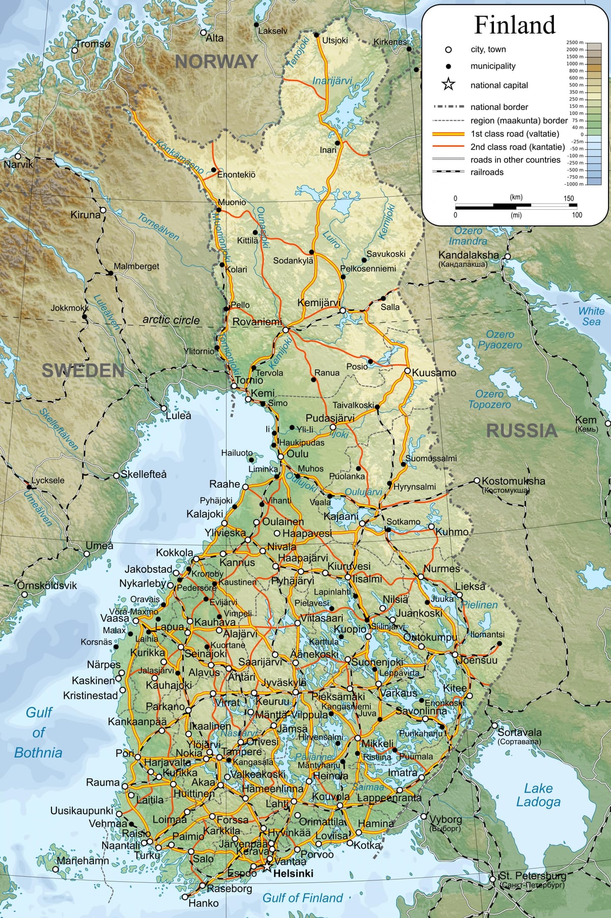 வரைபடம் விரிவான வரைபடத்தை பின்லாந்து