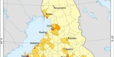 பின்லாந்து மக்கள் தொகை அடர்த்தி வரைபடம்